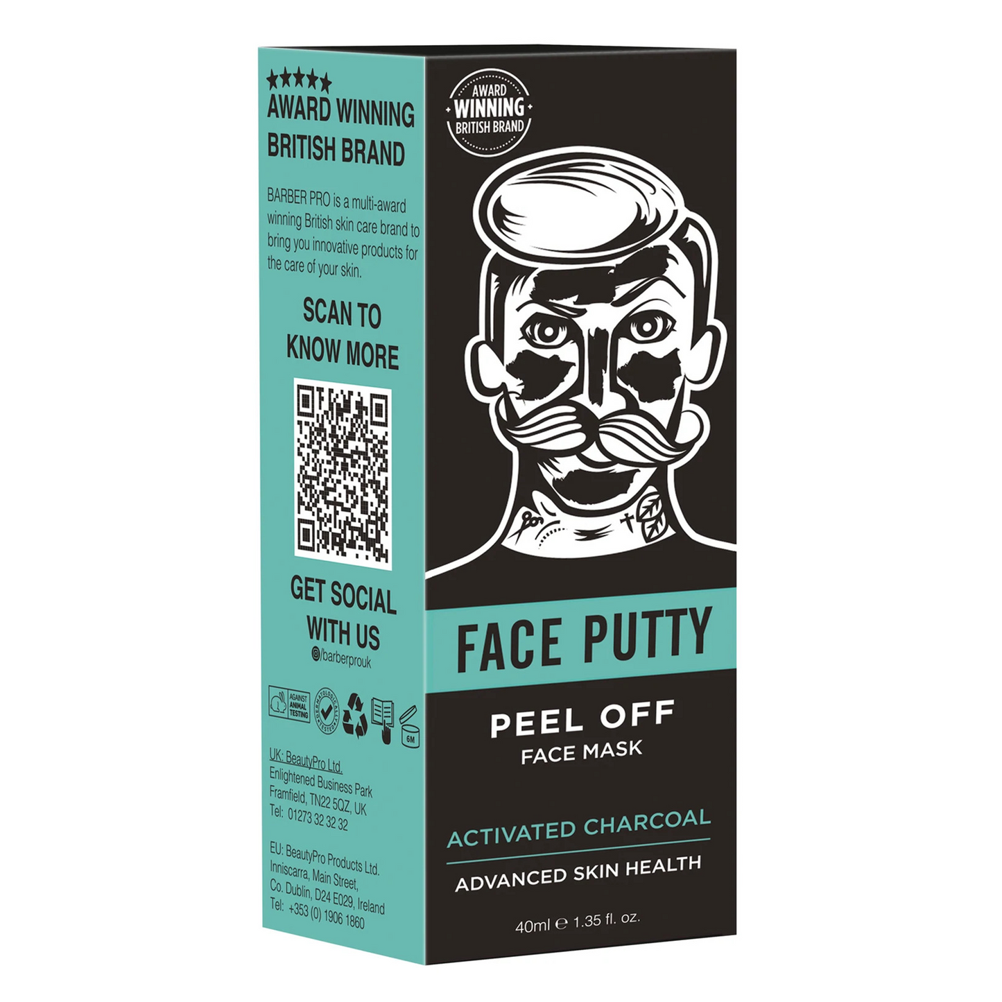 Barber Pro Face Putty Peel-Off Face Mask: The BARBER PRO Face Putty Peel-Off Mask is the all in one answer for cleansed, healthy skin. Working to detoxify, replenish and rebalance, this mask is the ultimate choice for enhancing your skin health.  The BARBER PRO Face Putty Peel-Off Mask targets blackheads and acne, cleansing deep into the pores and detoxifying the skin. This process clears impurities, leaving the area feeling thoroughly restored.