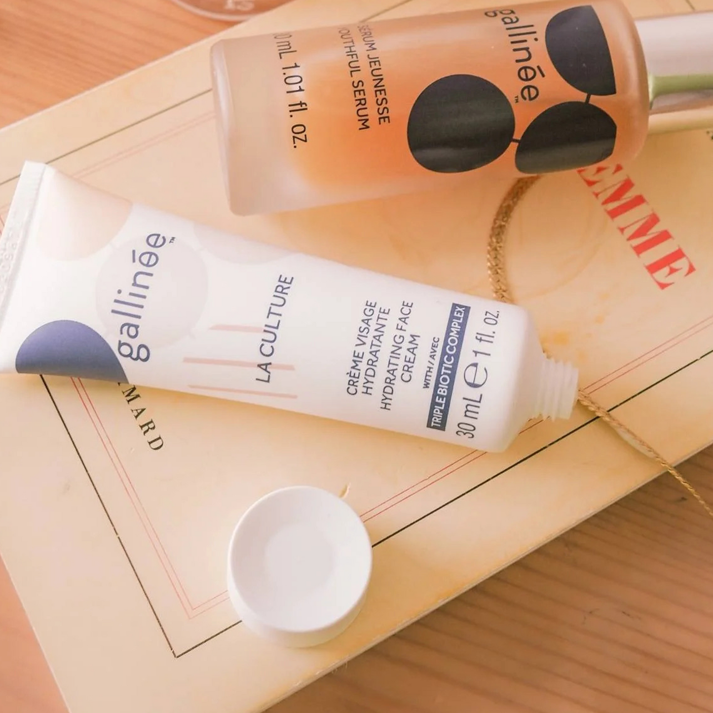 Gallinee Probiotic Face Cream: A concentrate of probiotics, prebiotics and postbiotics to repair the skin barrier and support the microbiome. This soothing moisturiser leaves your face soft, plump and glowing.