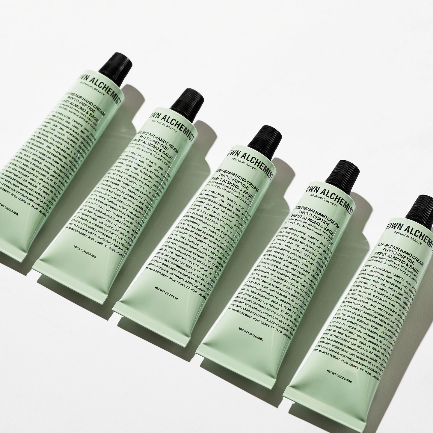 Grown Alchemist Age-Repair Hand Cream: This potent formulation targets skin texture noticeably smoothing fine lines and wrinkles, correcting signs of sun damage while visibly redensifying thinning skin and increasing hydration levels; leaving hands looking smoother, firmer, and more even-toned.