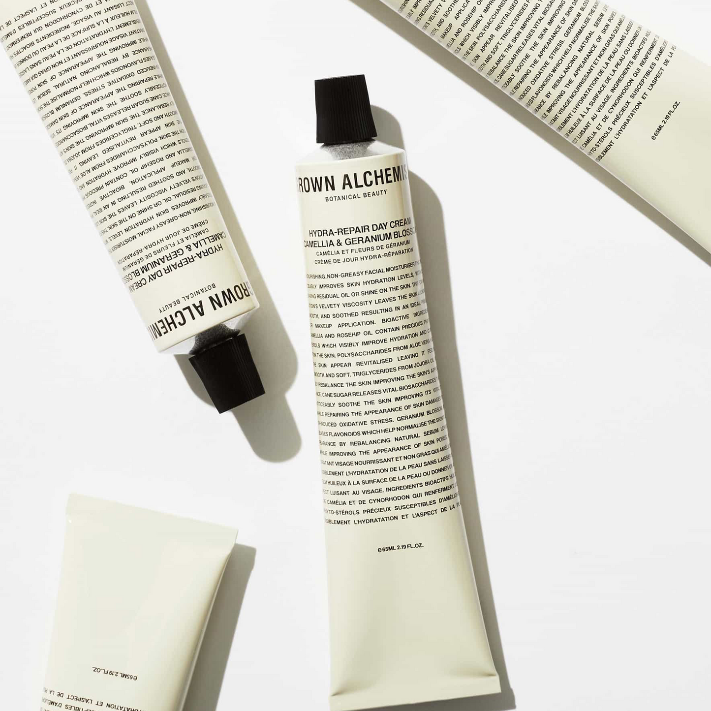 Grown Alchemist Hydra-Repair Day Cream: A nourishing, non-greasy facial moisturiser that noticeably improves skin hydration levels, without leaving residual oil or shine on the skin. This formulation's velvety viscosity leaves the skin looking smooth and soothed, resulting in an ideal primer for makeup application.