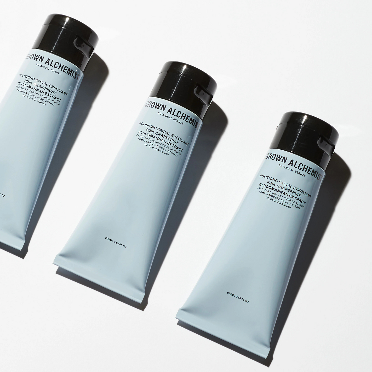 Grown Alchemist Polishing Facial Exfoliant: A gentle skin-polishing exfoliant formulated for daily use, to gently delaminate dead skin cells and stimulate cell regeneration. Facial skin is left looking radiant, and smooth, perfectly prepared for moisturizing.