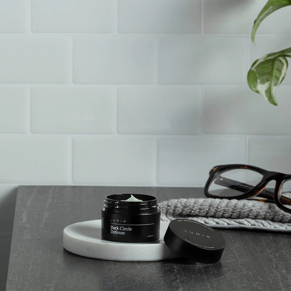 Lumin Dark Circle Defense: A daily dose of the best under-eye cream for men smooths out your crow’s feet and softens fine lines and wrinkles. Soothe tired, puffy eyes, brighten dark circles, and fight the signs of premature aging with this must-have addition to your men's skincare routine. All skin types. Whether you have dry, sensitive, or acne-prone skin, this nourishing eye cream for men can improve the appearance of your under-eye area with nightly use.