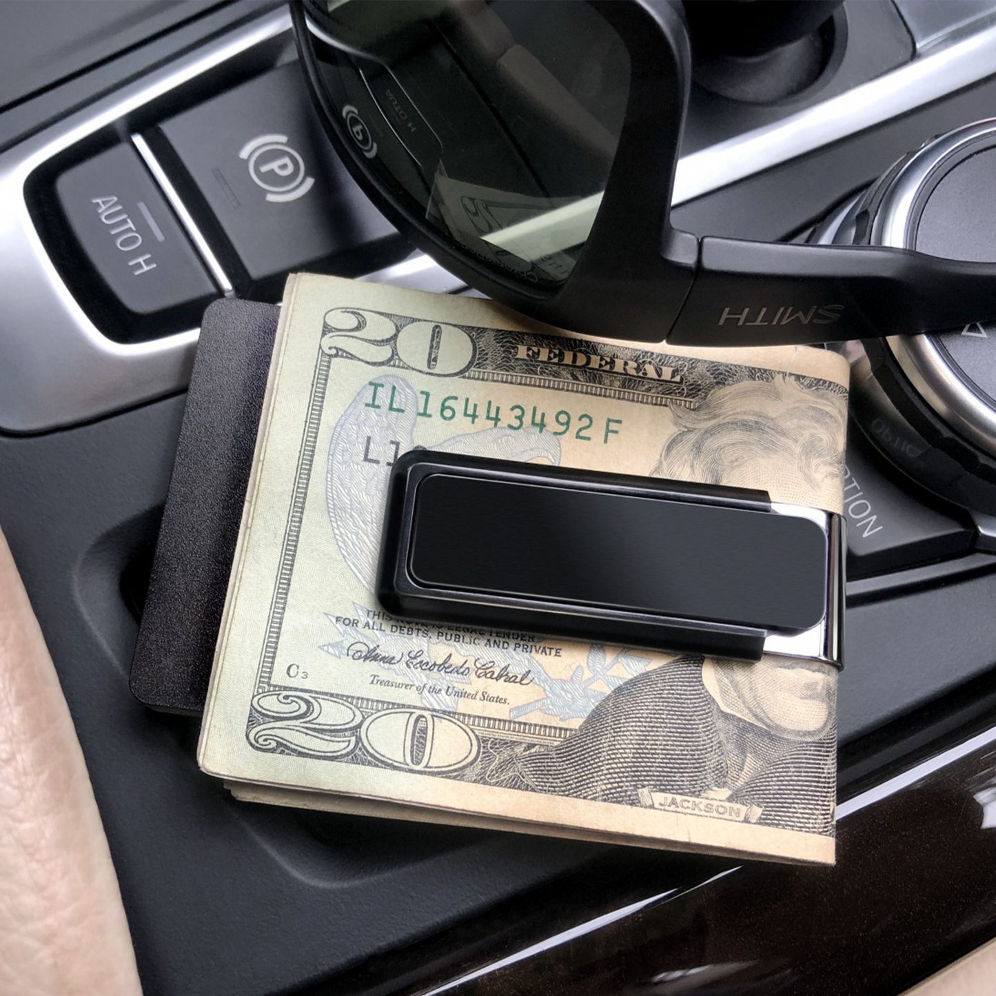 Black Solid Slide Money Clip