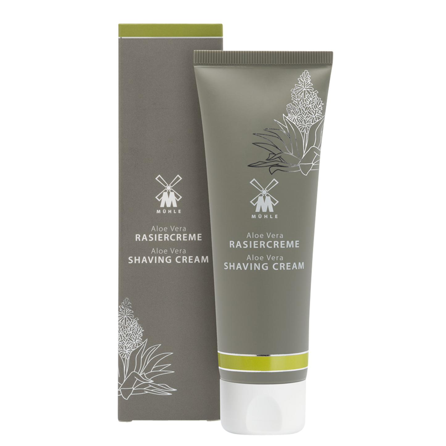 MUHLE Aloe Vera Shaving Cream & Aftershave Balm Set: Especially suitable for sensitive skin.  Fragranced using leaves of the Aloe Vera plant, this skin care set gently soothes and refreshes the skin.  Soft and caring, this fragrance contains fine notes oakmoss and mint.