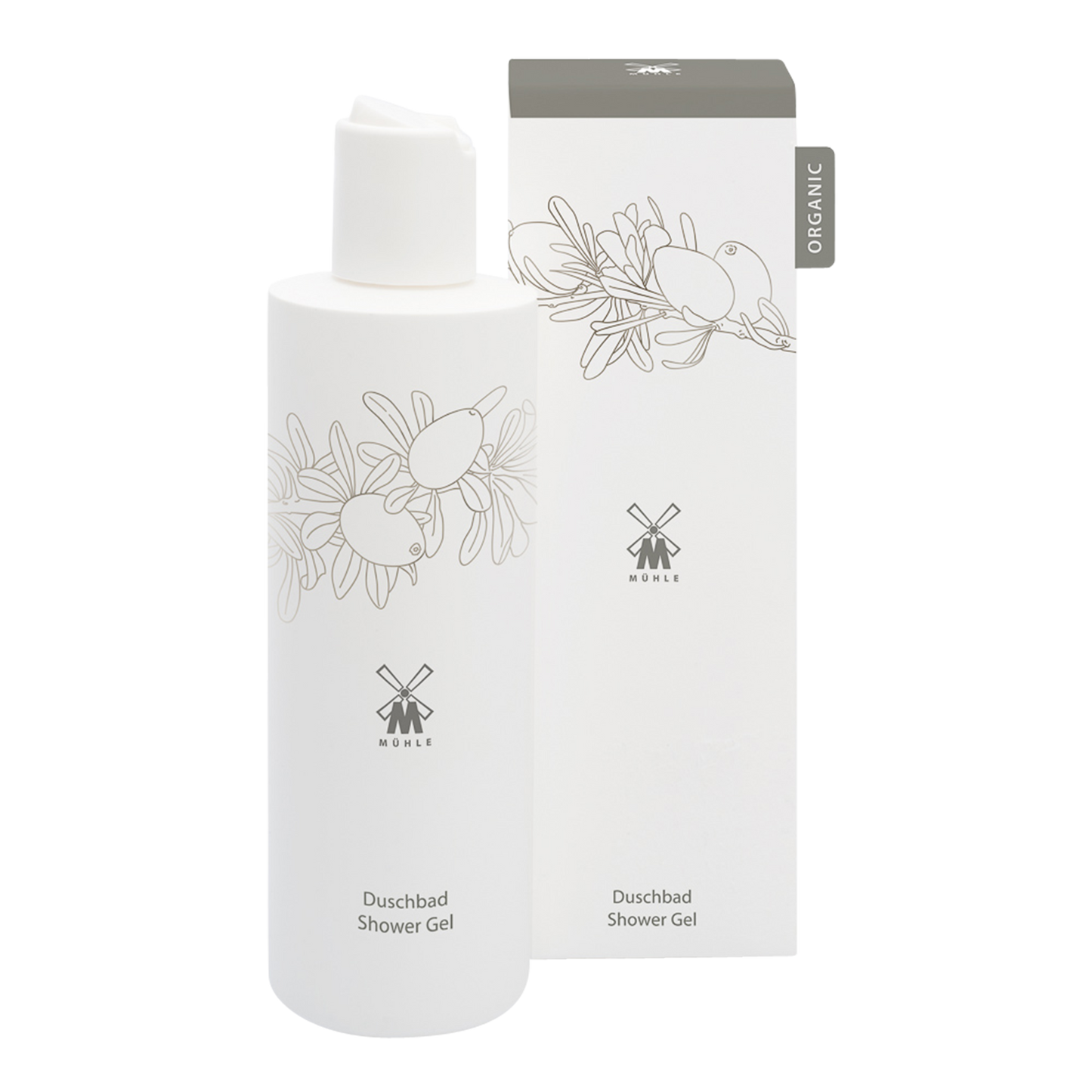 MUHLE Organic Shower Gel: Suitable for all skin types.  Light and refreshing, this shower gel was created to gently nurture and moisturize the skin. In addition to the vitamin E rich Argan oil, this shower gel also contains vegetable glycerine and wheat protein- creating a creamy and hydrating lather.  This shower gel is vegan-friendly and contains no synthetic fragrances or colorants.