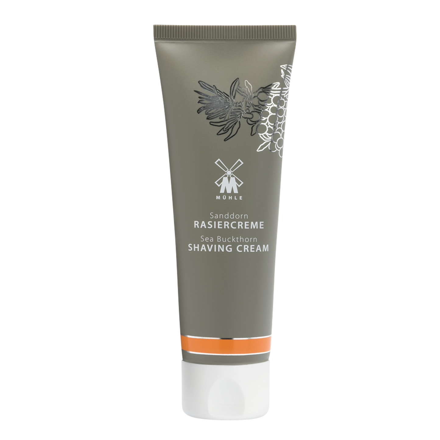 MUHLE Sea Buckthorn Shaving Cream & Aftershave Set: Suitable for all skin types. Gently calming and revitalizing, this skin care set's scent is obtained from plants in various coastal areas. Sea buckthorn is rich in palmitic acid, supporting the natural regeneration of your skin's cell structure. Citrus and fresh, this fragrance contains fine notes of lime and orange.