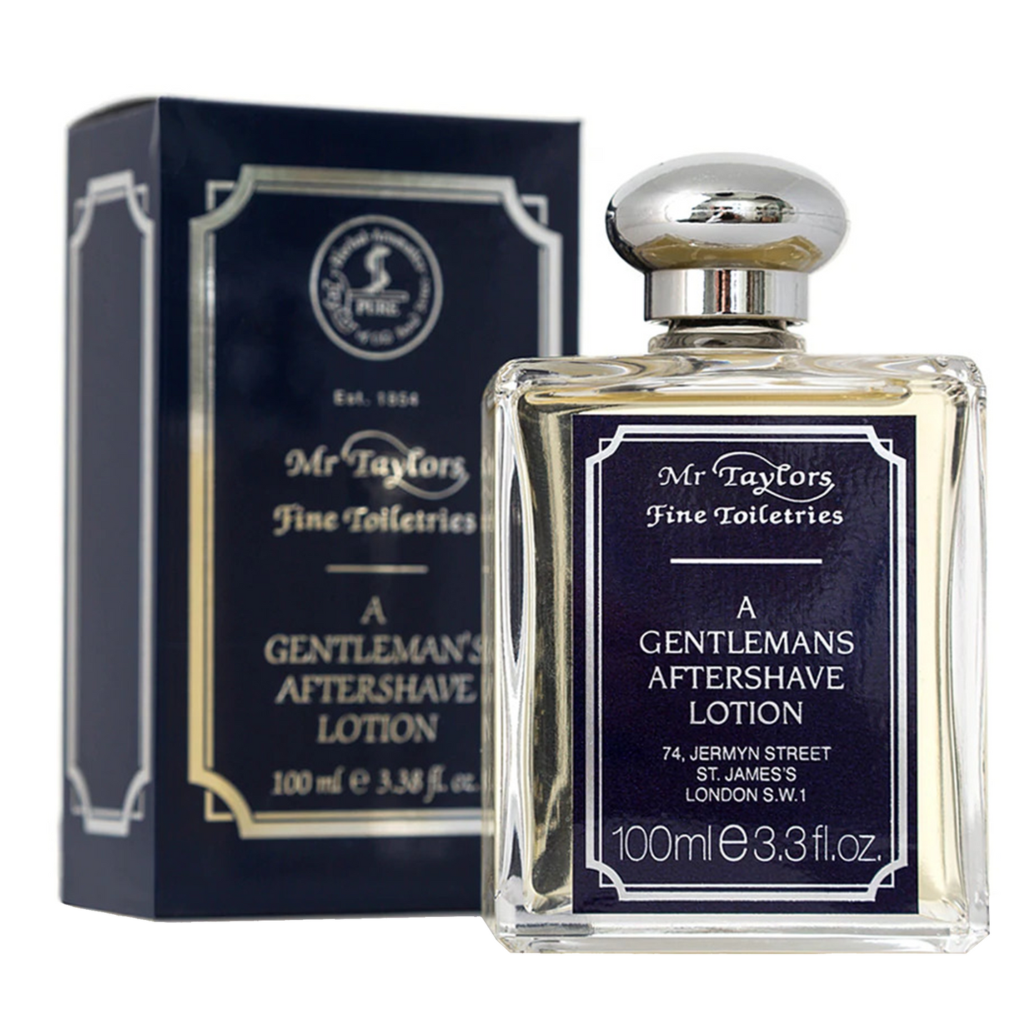 Taylor of Old Bond Street Mr Taylor Aftershave Lotion: A fresh and beautifully fragranced splash-on aftershave rich in the historical Taylor tradition. Fragrances Notes • TOP: Lavender, Bergamot, Green Notes, Fougere • HEART: Geranium, Soft Green Fern • BASE: Amber, Leather, Moss, Musk