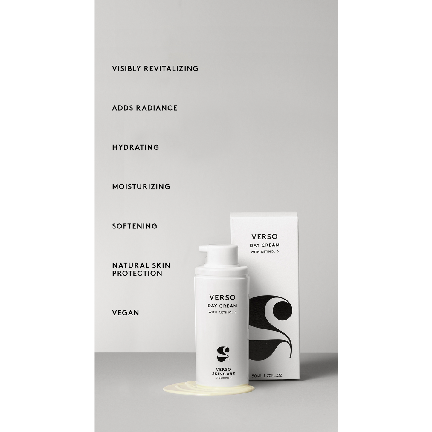 Verso Day Cream: Moisturizing and protecting cream that leaves the skin looking radiant and well-hydrated. Visibly reduces the signs of premature aging and protects the skin from the visible effects of daily external stressors. Leaves the skin soft with an increased youthful appearance. Formulated with antioxidants to further enhance the product’s effectiveness and the visible results.