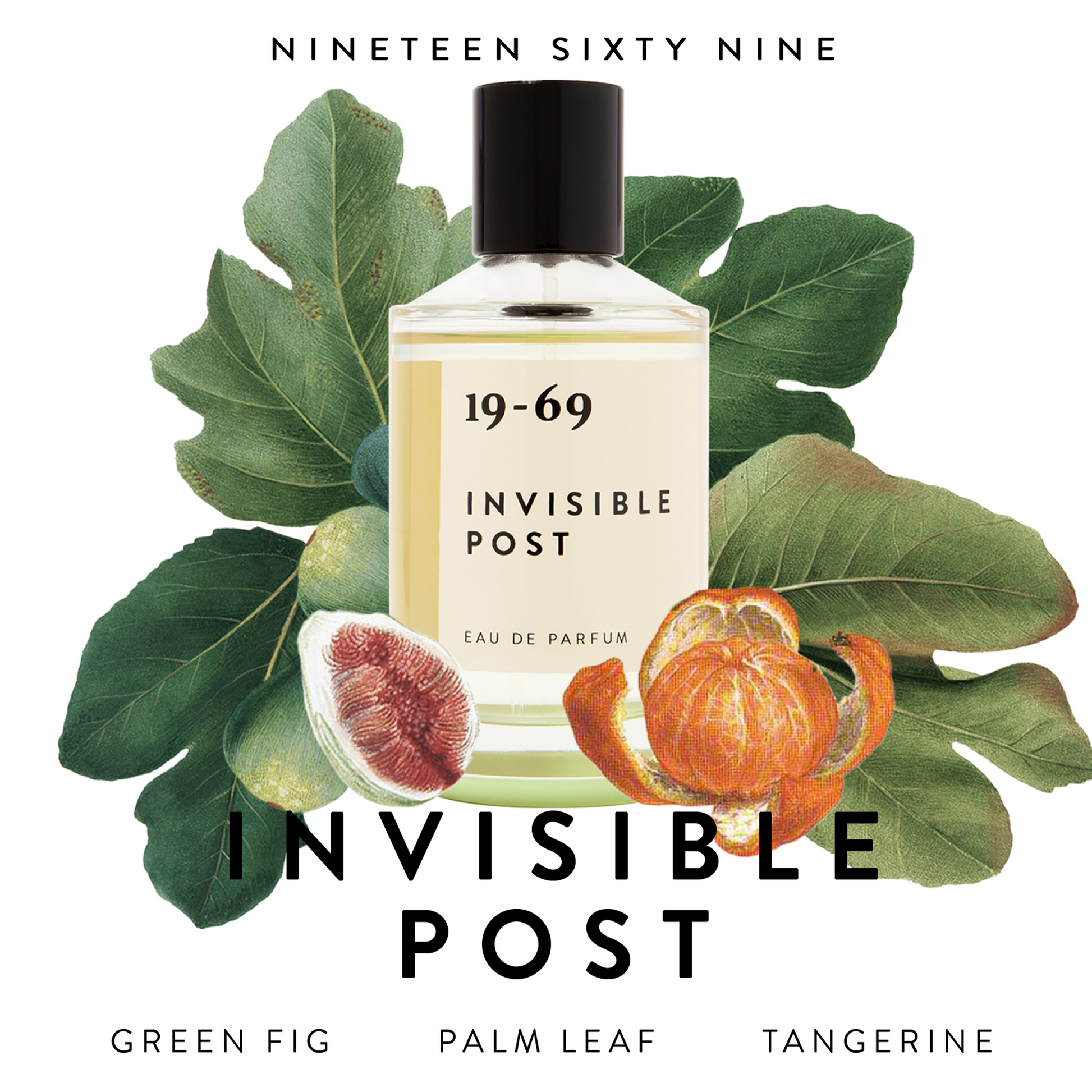 19-69 Invisible Post Perfume: Inspired by the Summer of Love and the hippie trails of the 1960s. Ideas on the next hotspot or music festival were shared within the hippie community by the Invisible Post.  The scent is bursting and woody. Fragrance notes include Green Fig, Black Currant and Virginian Cedarwood. All 19-69 fragrances are suitable for any gender.