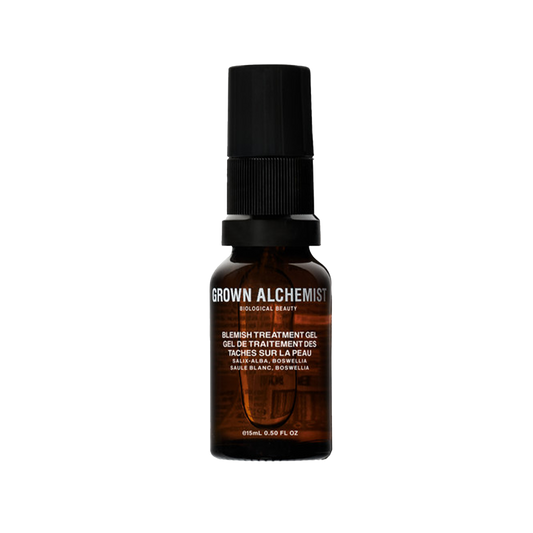 Grown Alchemist Blemish Treatment Gel: An advanced gel formulation that specifically targets blemishes noticeably clearing impurities and calming irritation without causing dryness or sensitivity.