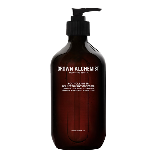 Grown Alchemist Body Cleanser: A sensuous aromatic, gentle body gel for all skin types. Leaves skin thoroughly clean, refreshed and toned without causing dryness.