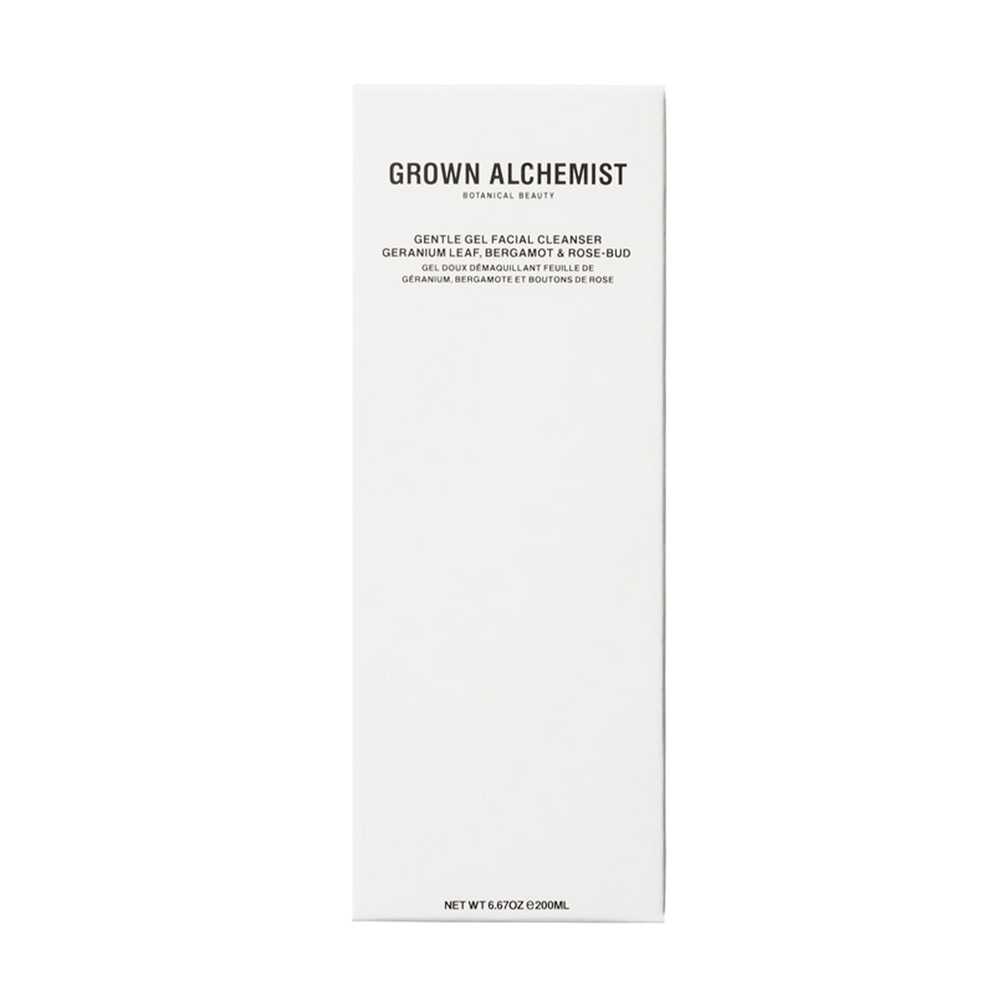 Grown Alchemist Gentle Gel Facial Cleanser: This delicate blend of botanical extracts gently removes impurities from sensitive facial skin without stripping, allowing skin to breathe freely leaving skin thoroughly cleansed, calm and soothed.
