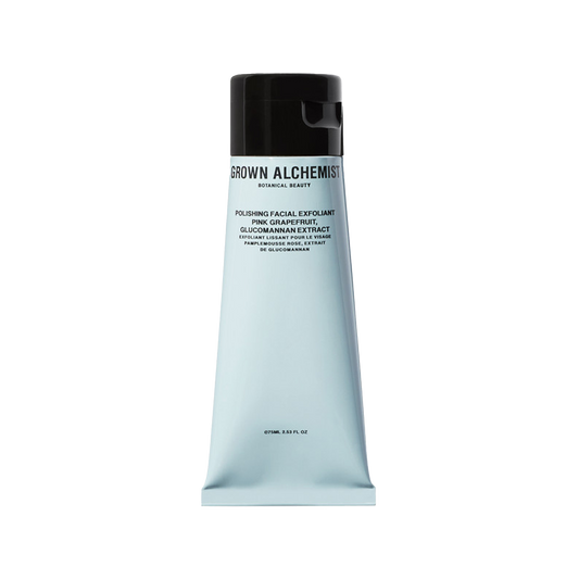 Grown Alchemist Polishing Facial Exfoliant: A gentle skin-polishing exfoliant formulated for daily use, to gently delaminate dead skin cells and stimulate cell regeneration. Facial skin is left looking radiant, and smooth, perfectly prepared for moisturizing.