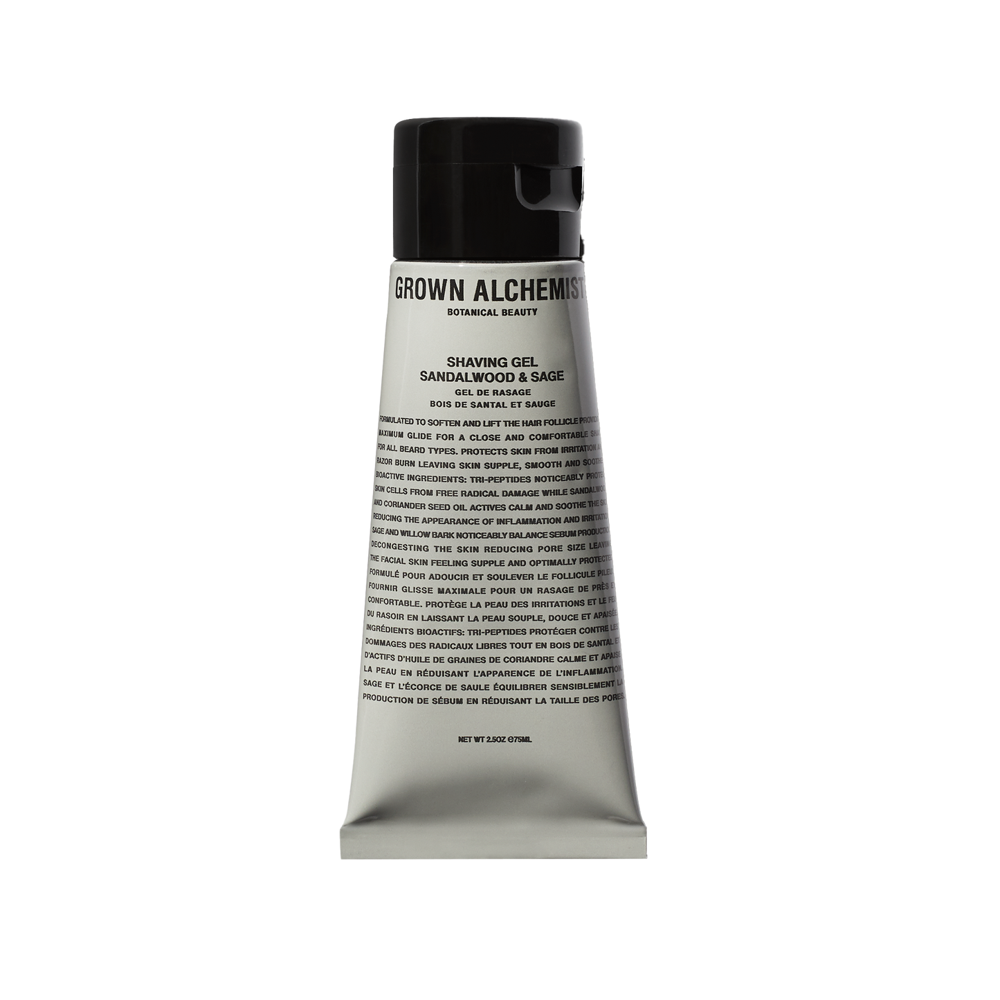 Grown Alchemist Shaving Gel: Formulated to soften and lift the hair follicle, providing maximum glide for a close and comfortable shave, protecting skin from irritation and razor burn, leaving skin supple, smooth and soothed.