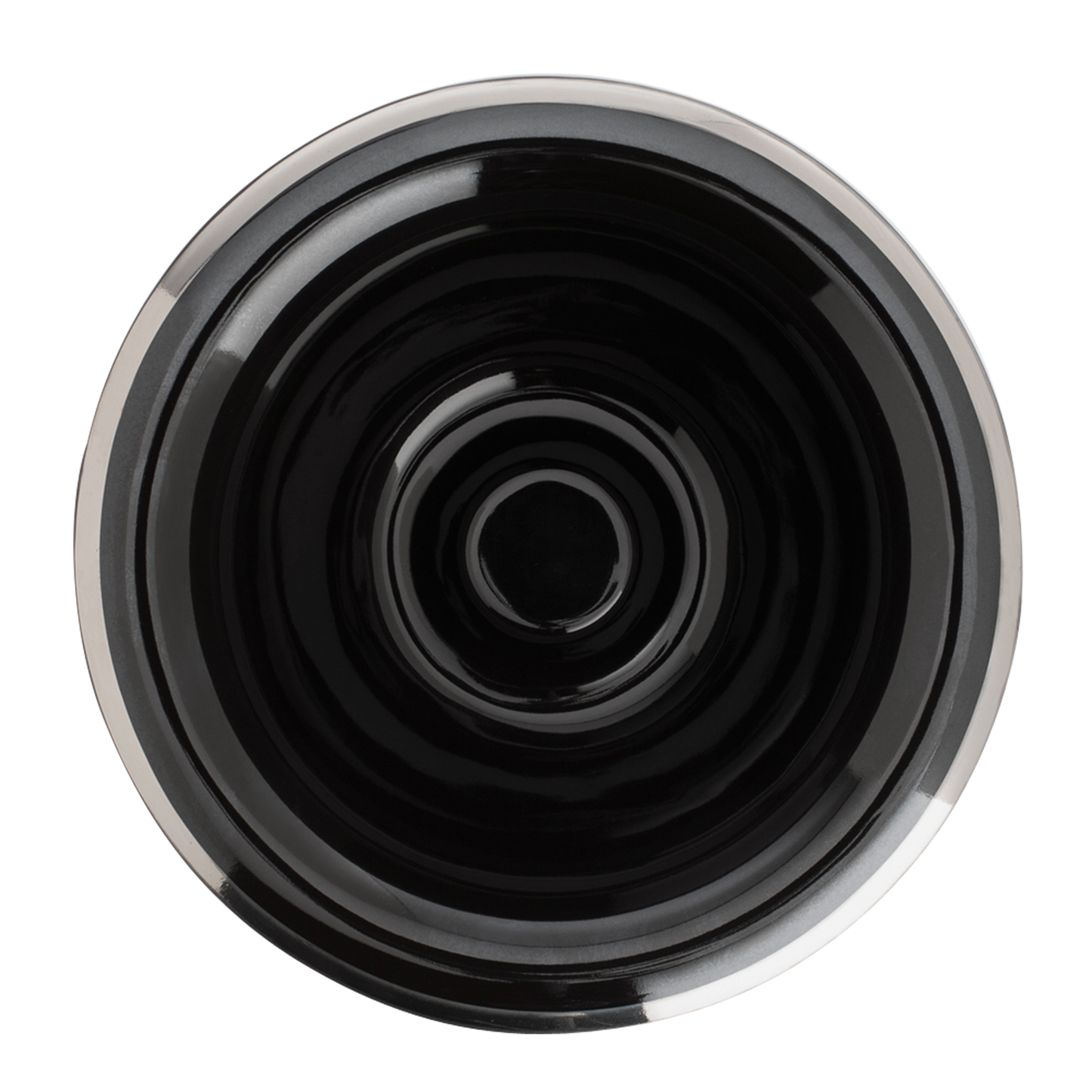MUHLE Black Porcelain Platinum Rim Shaving Dish: Black porcelain finish shaving bowl featuring platinum rim.