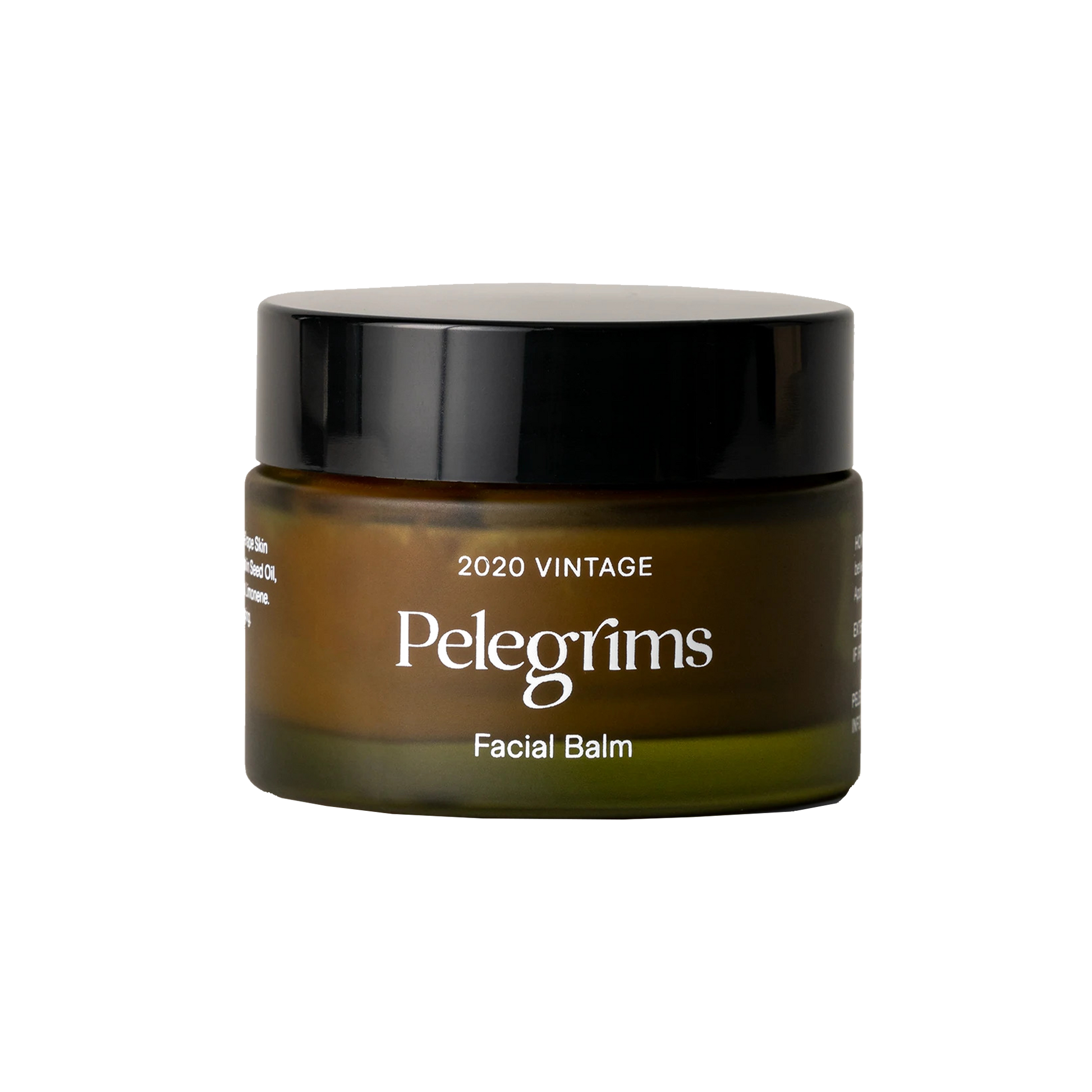 Pelegrims Facial Balm: A rich balm filled with nutrients that have been proven to visibly improve the appearance of the skin. A blend of Marine Algae, English Pinot Noir Extract and natural seed oils gently scented with notes of Fresh Air, Wild Rose and Sea Salt.