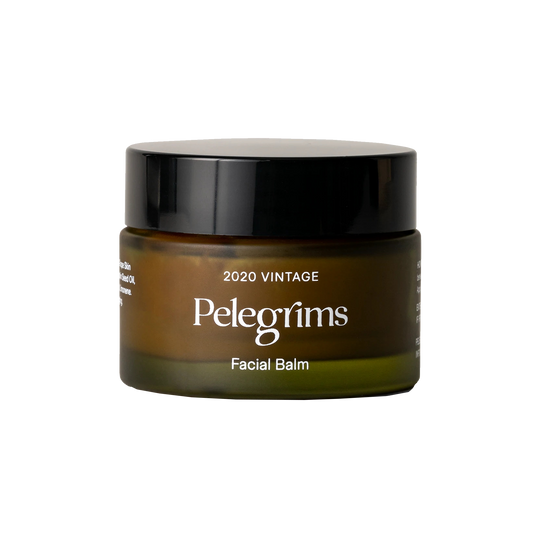 Pelegrims Facial Balm: A rich balm filled with nutrients that have been proven to visibly improve the appearance of the skin. A blend of Marine Algae, English Pinot Noir Extract and natural seed oils gently scented with notes of Fresh Air, Wild Rose and Sea Salt.