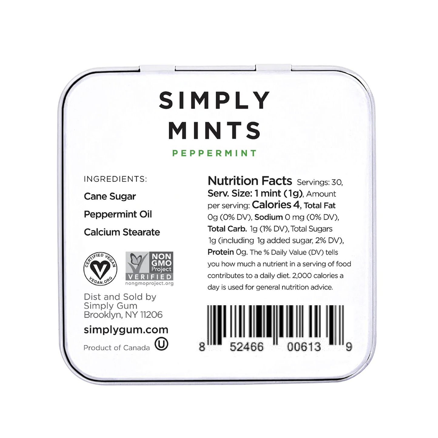 Simple Mints Simply Mints - Peppermint (6 Tins) – Hommeskin