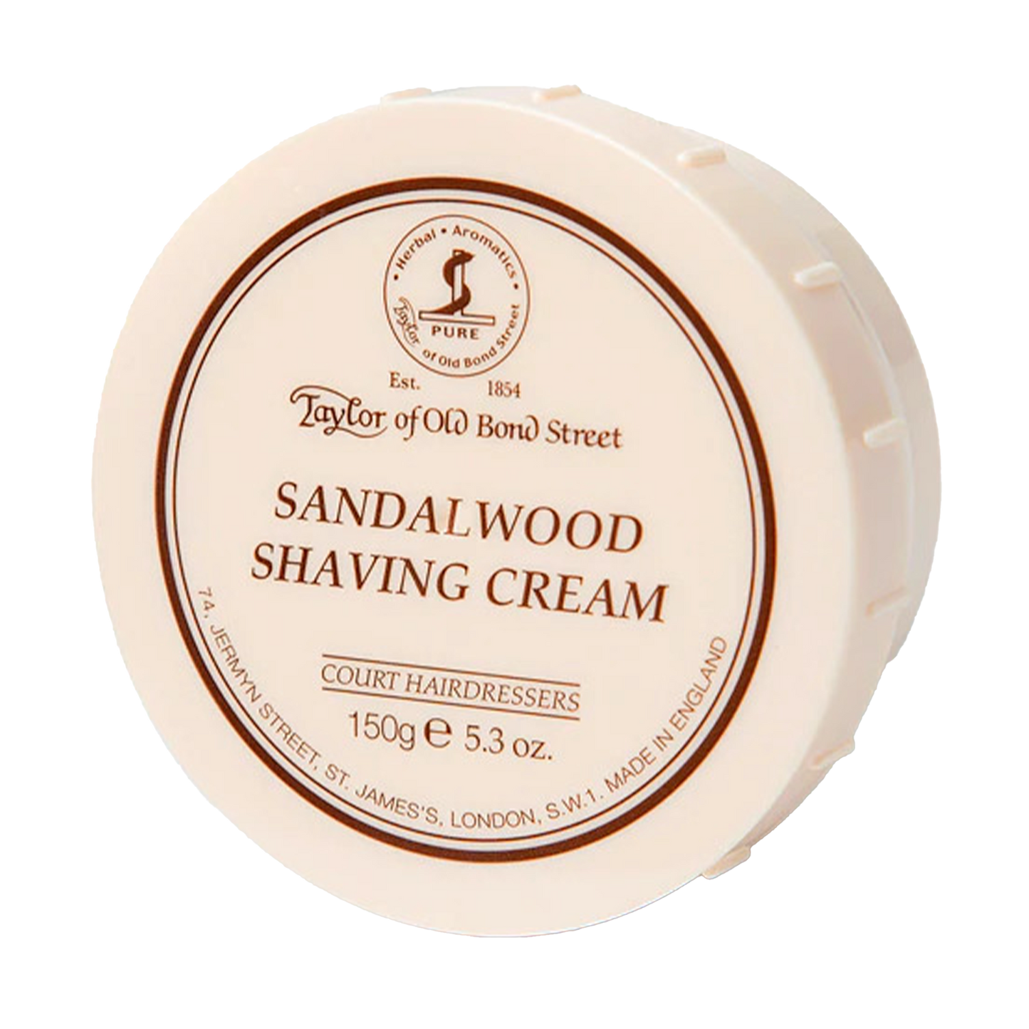 Taylor of Old Bond Street Sandalwood Shaving Cream Bowl: A Taylor of Old Bond Street classic. Known to all wet shaving enthusiasts, having a luxurious and masculine sandalwood fragrance. This shaving cream creates a uniquely smooth and creamy lather for a fresh shave.