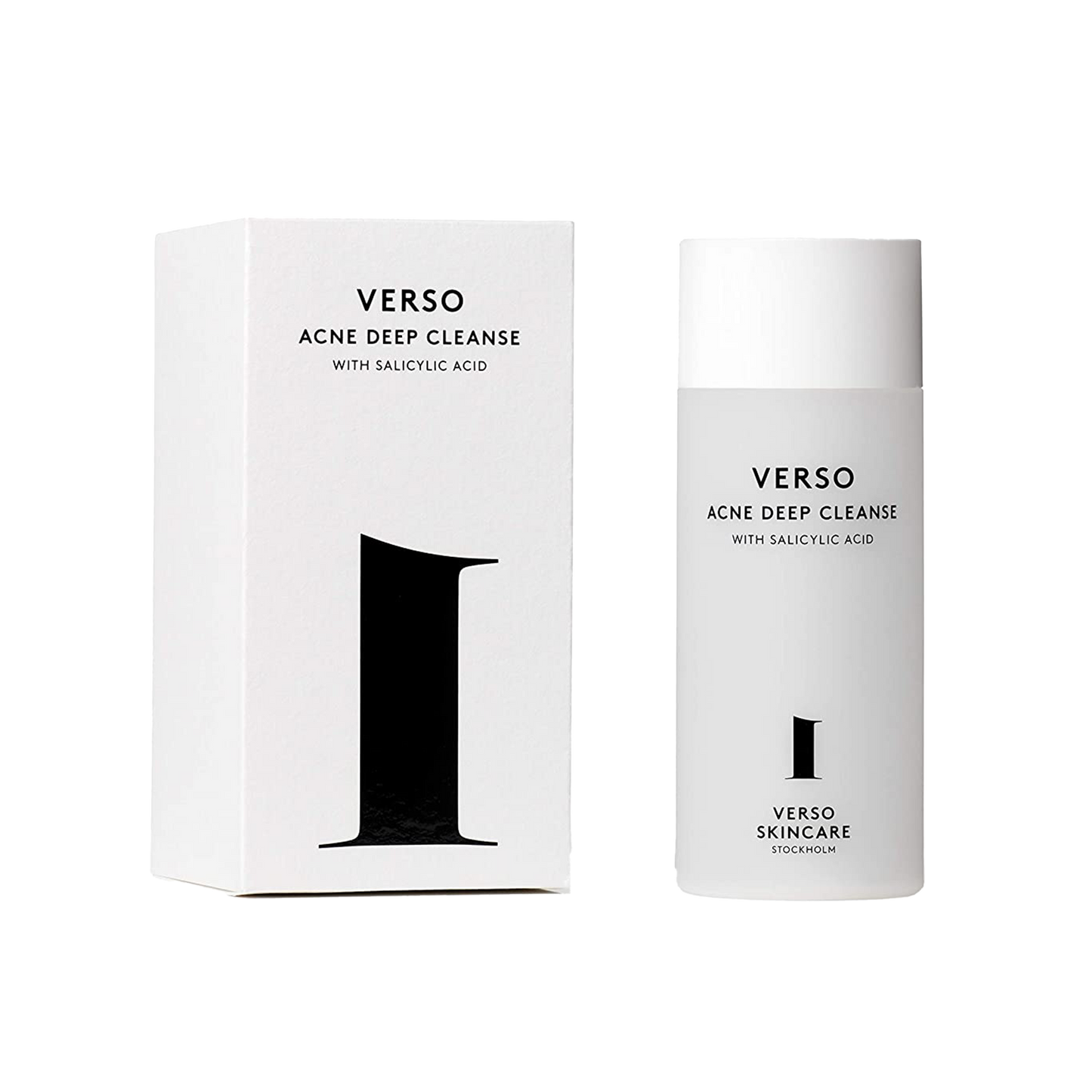 Verso Acne Deep Cleanse:  A mild and exfoliating cleanser that soothes unbalanced skin and calms temporary redness and discomfort.