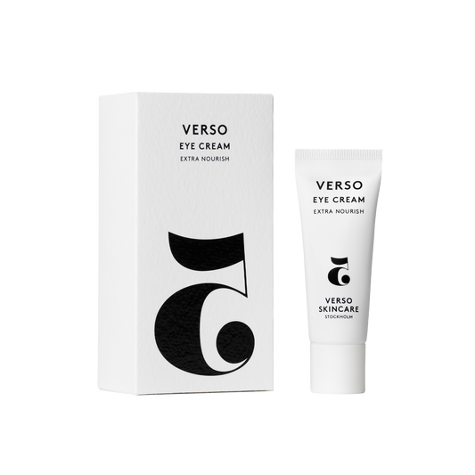 Verso Eye Cream: Eye Cream is formulated specifically for the delicate area around the eyes. The eye area often requires special care to enhance the benefits of a product. This cream leaves the skin looking soft, smooth, and hydrated. Eye Cream is the perfect remedy for skin that tends to be dry or if you are looking to start using a functional cream for the area around your eyes.