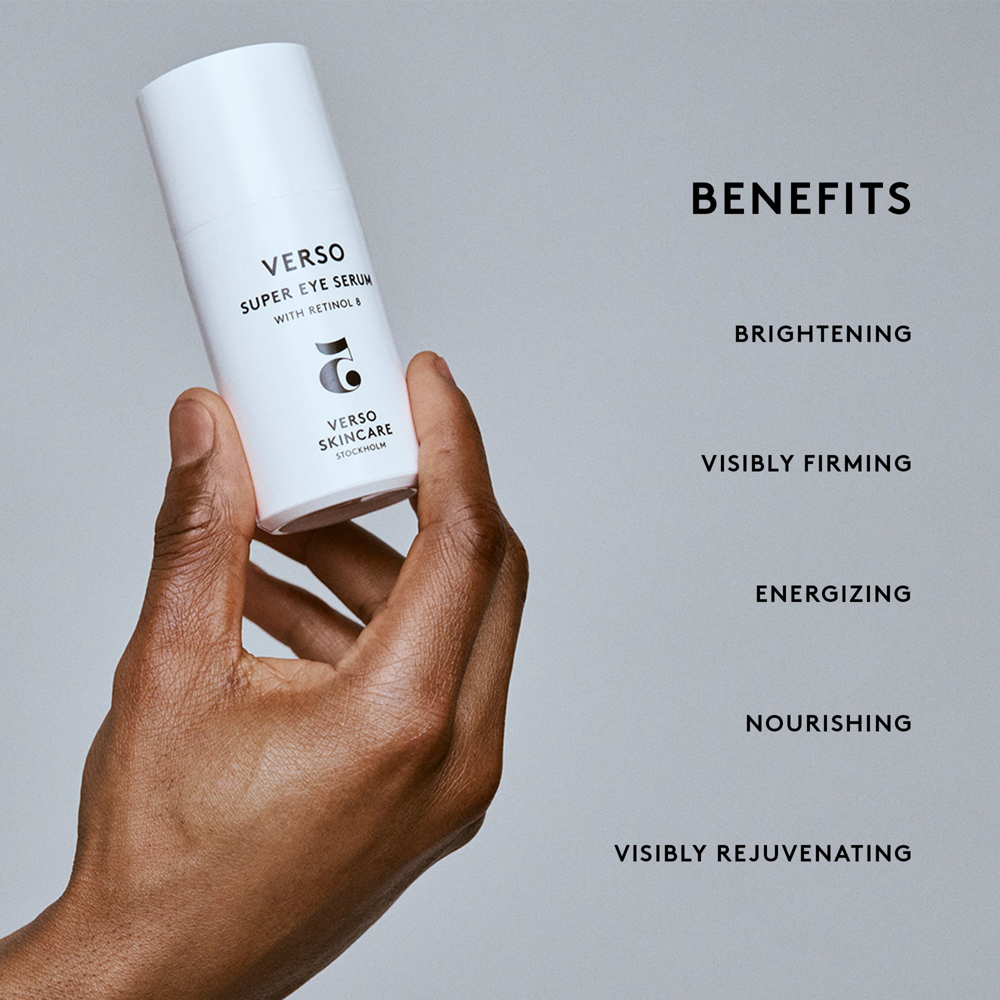 Verso Super Eye Serum: Verso Super Eye Serum is a lightweight eye serum targeting the signs of aging while energizing tired skin around the eyes. Formulated with Retinol 8 for increased affectivity. The results may include a reduced appearance of puffiness, dark circles, and hyperpigmentation.