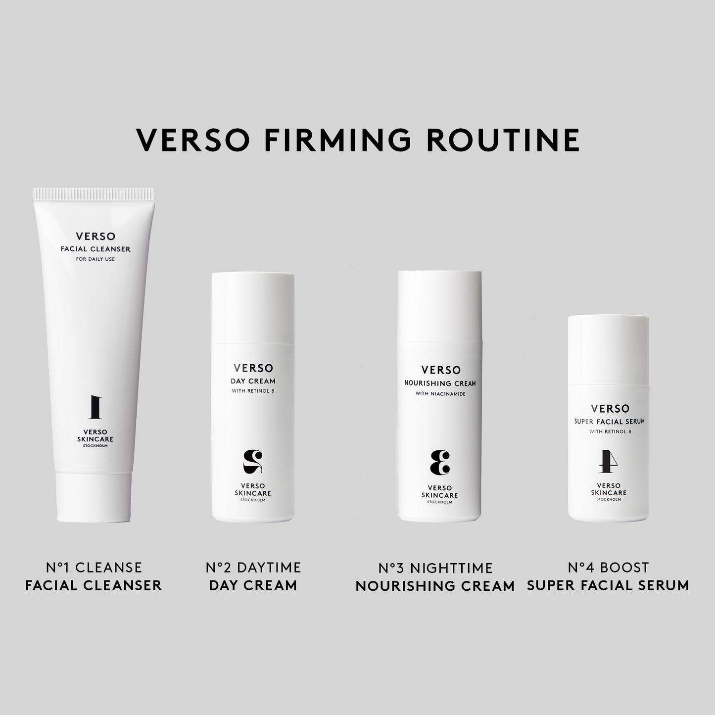Verso Super Facial Serum: Verso Super Facial Serum is a rich, creamy serum that visibly strengthens and restores the skin. Containing a higher dose of Retinol 8, this face serum effectively promotes the appearance of fresh, youthful skin while visibly improving the skin's texture. The result includes a reduced appearance of wrinkles and discoloration.