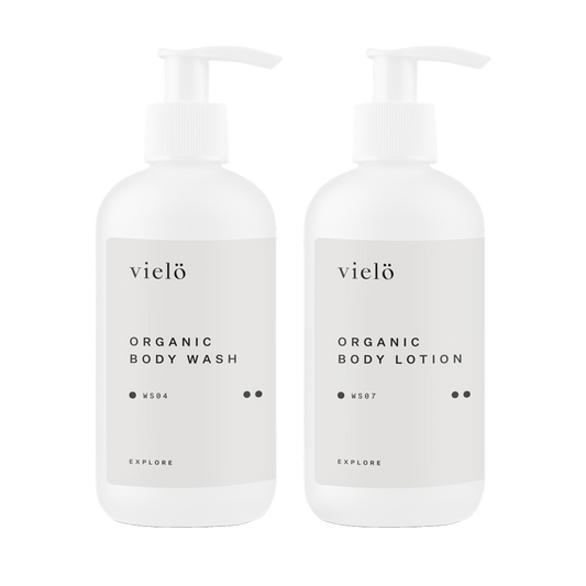 Vielo Organic Duo Body: Nourishing Organic Duo to cleanse, nourish, moisturize and soften dry and sensitive skin. Suitable for all skin types.